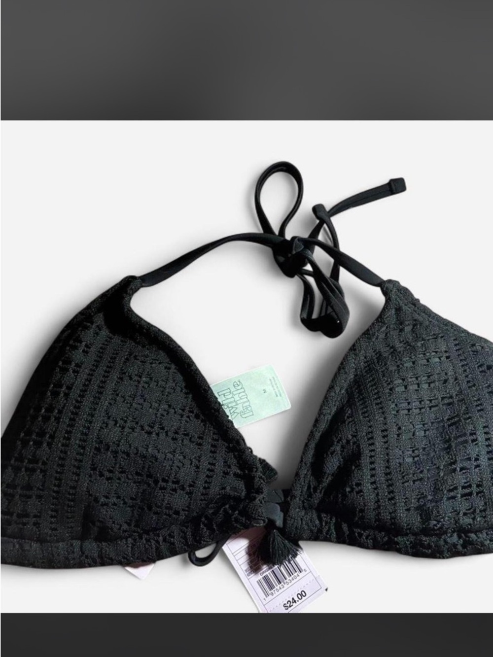 Women’s Wild Fable brand black crochet triangle bikini top